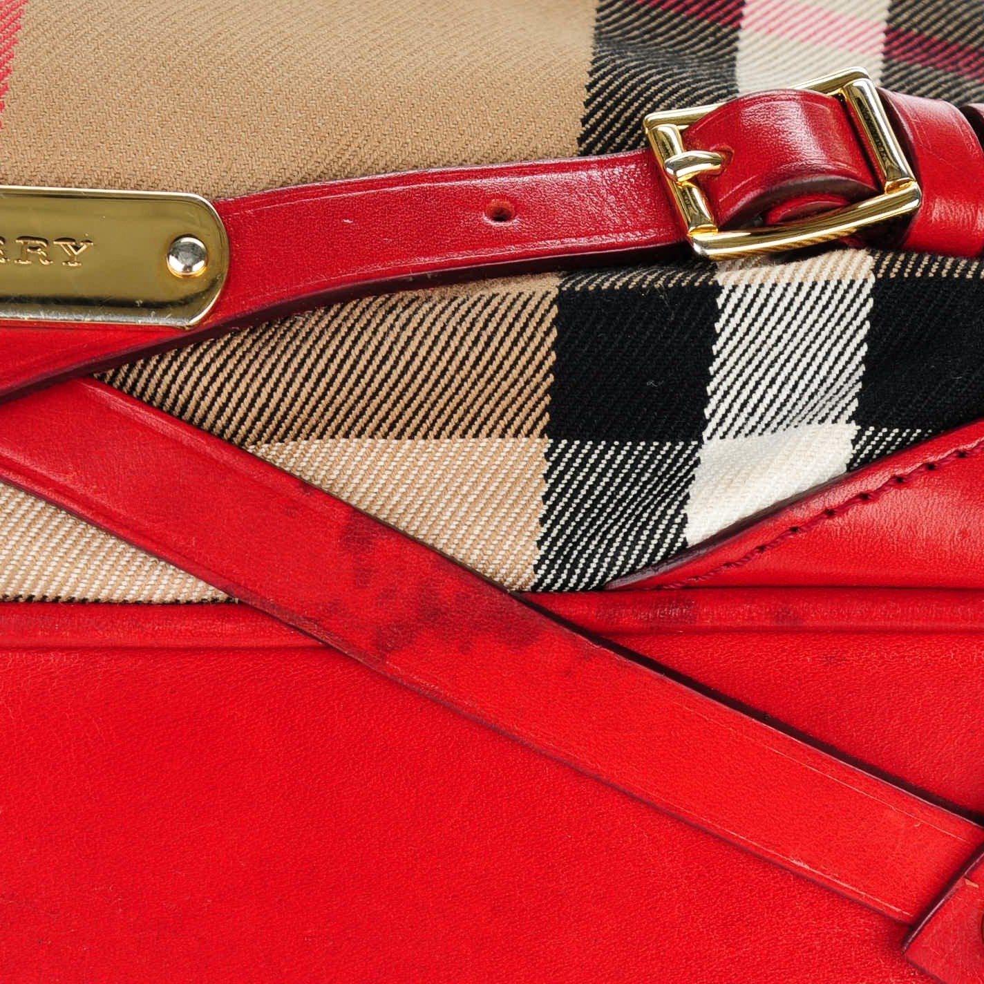 House Check Bridle Calfskin Medium Gosford Hobo Red