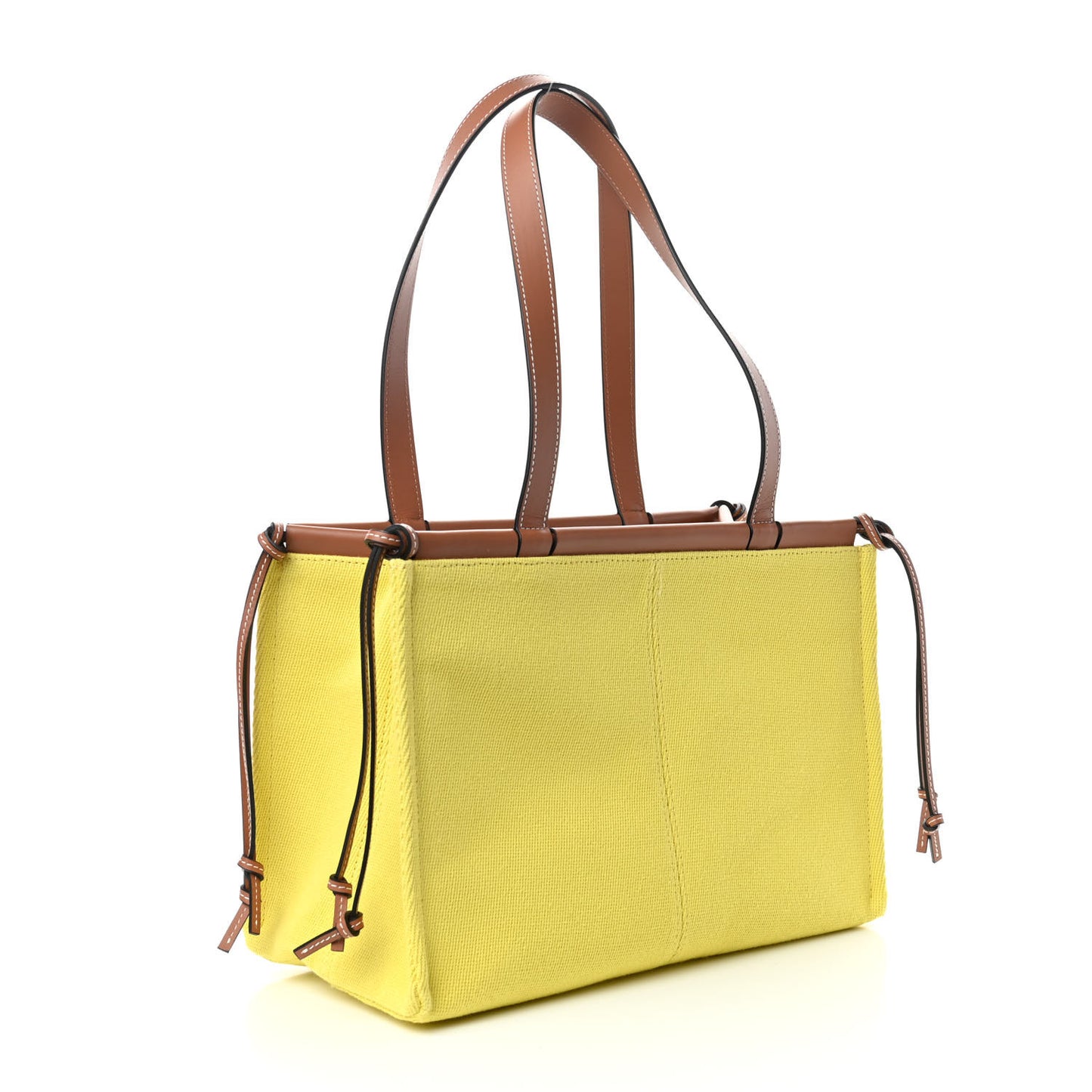 Canvas Calfskin Cushion Tote Yellow