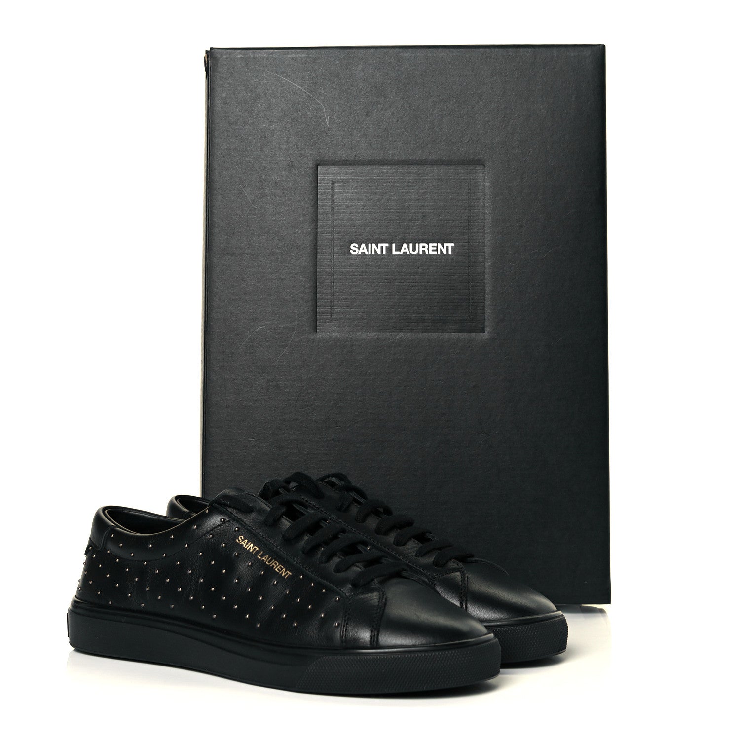 Saint Laurent Calfskin Womens Andy Pearl Low Top Sneakers 36.5 Black 9 of 9