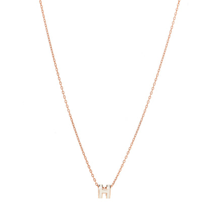 Hermes Lacquered Rose Gold Mini Pop H Pendant Necklace White 1 of 7