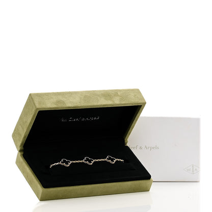 Van Cleef & Arpels 18K Yellow Gold Black Onyx 5 Motifs Vintage Alhambra Bracelet 5 of 5