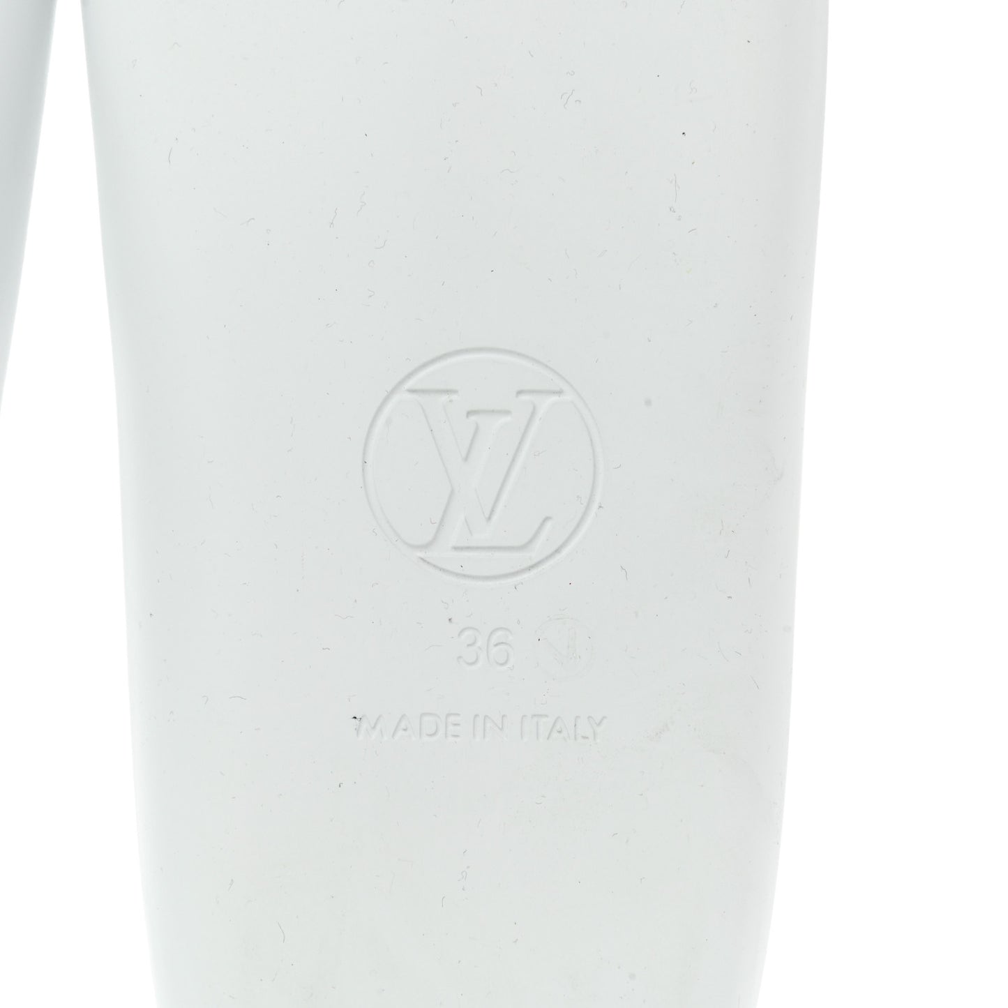 Rubber Monogram Embossed Sunbath Flat Mule 36 White