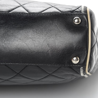 Chanel Glazed Lambskin Quilted Large North South Tote Black 15 of 15