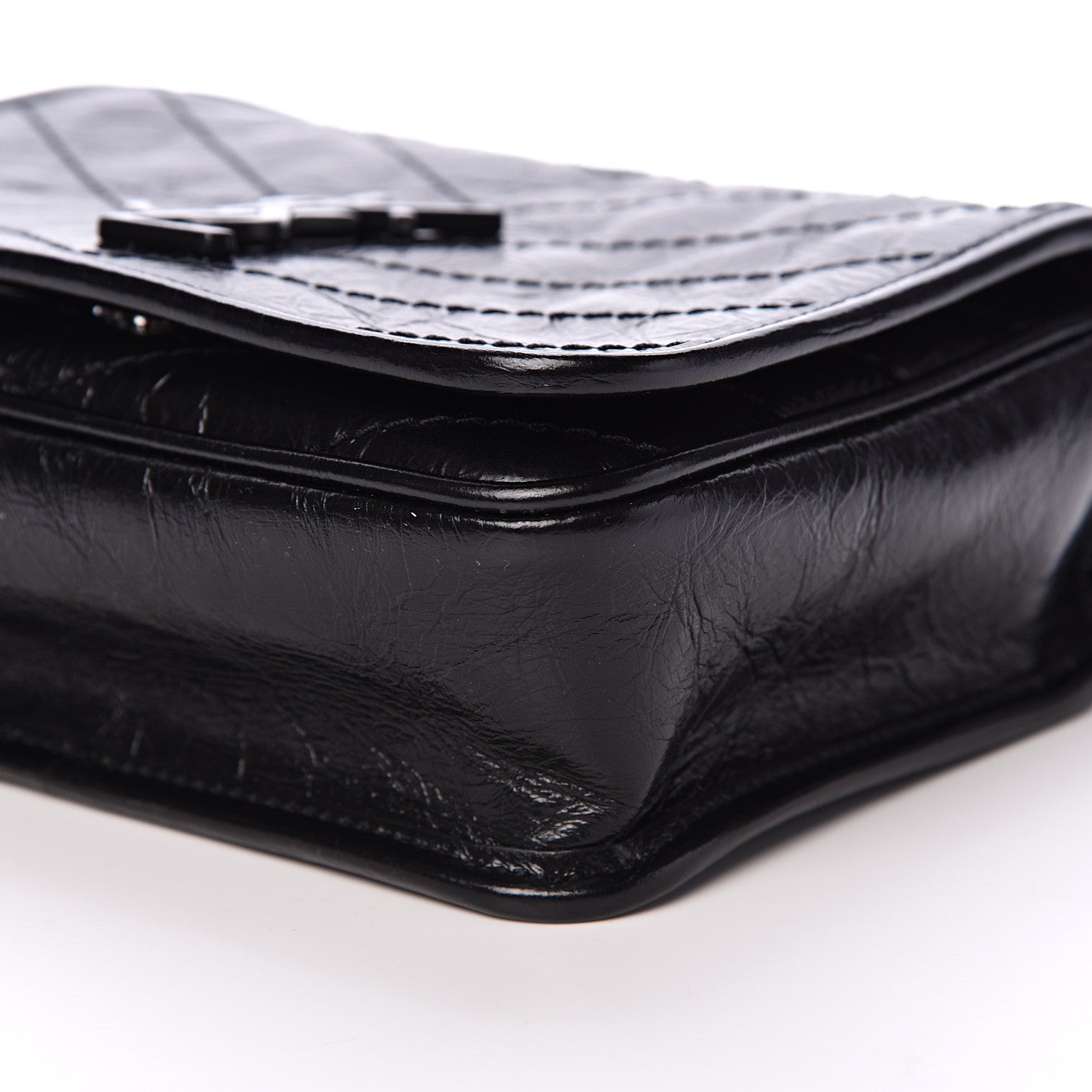 Saint Laurent Crinkled Calfskin Matelasse Monogram Niki Chain Wallet Black 9 of 9