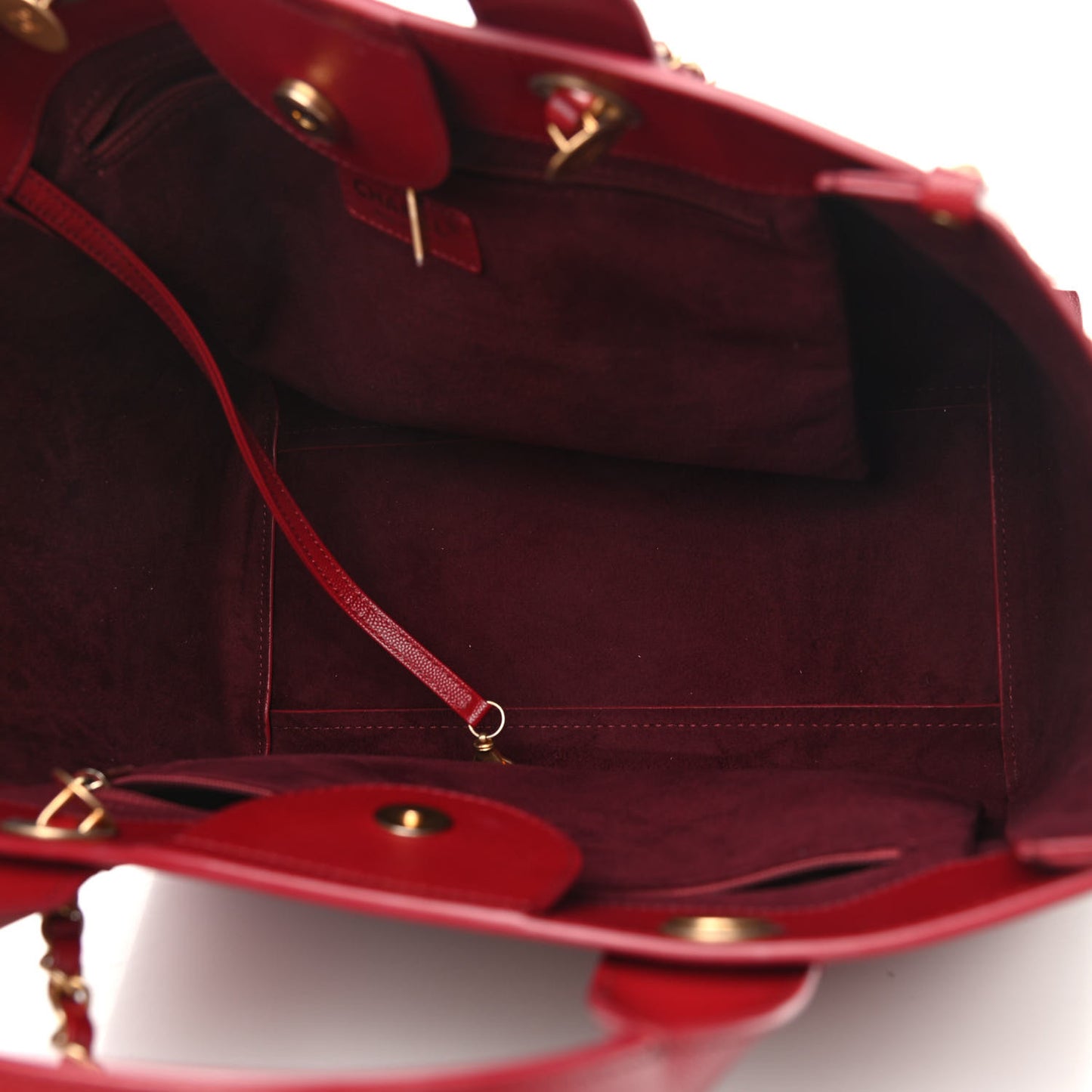 Caviar Small Studded Deauville Tote Red