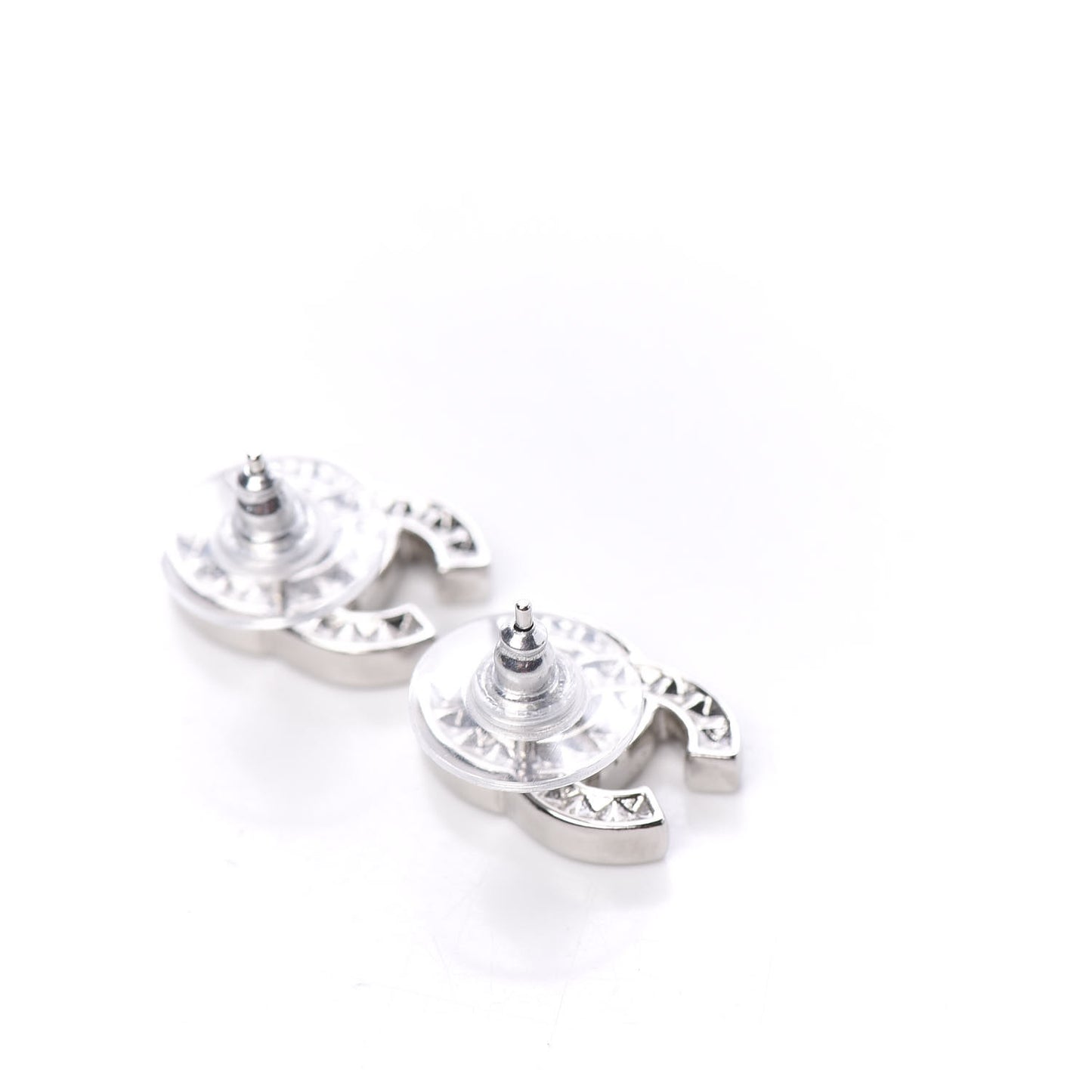 Baguette Crystal CC Earrings Silver
