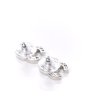 Chanel Baguette Crystal CC Earrings Silver 3 of 5