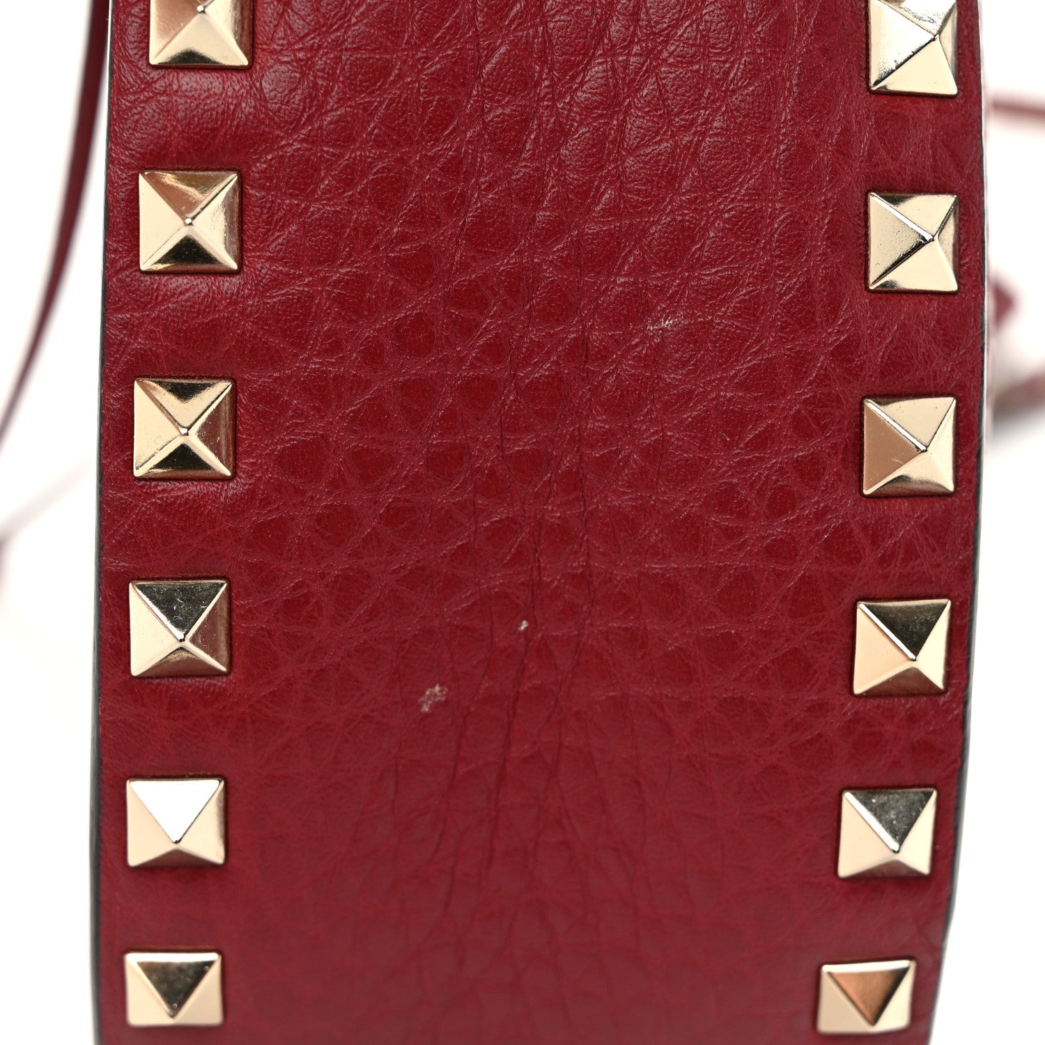 Valentino Garavani Grained Calfskin Rockstud Bucket Bag Rubino 12 of 12