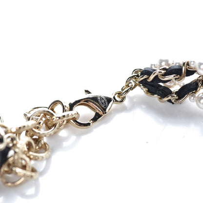 Chanel Pearl Lambskin CC Chain Twist Choker Necklace Black Gold 6 of 7