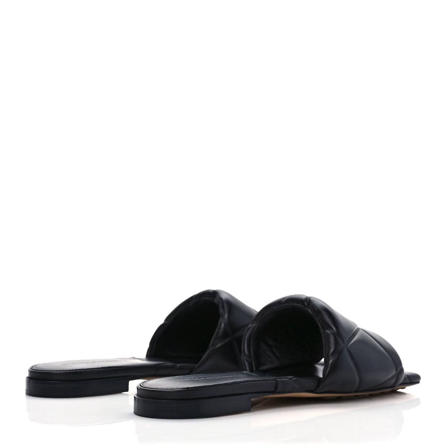 Nappa Quilted Rubber Lido Flat Sandals 37 Black