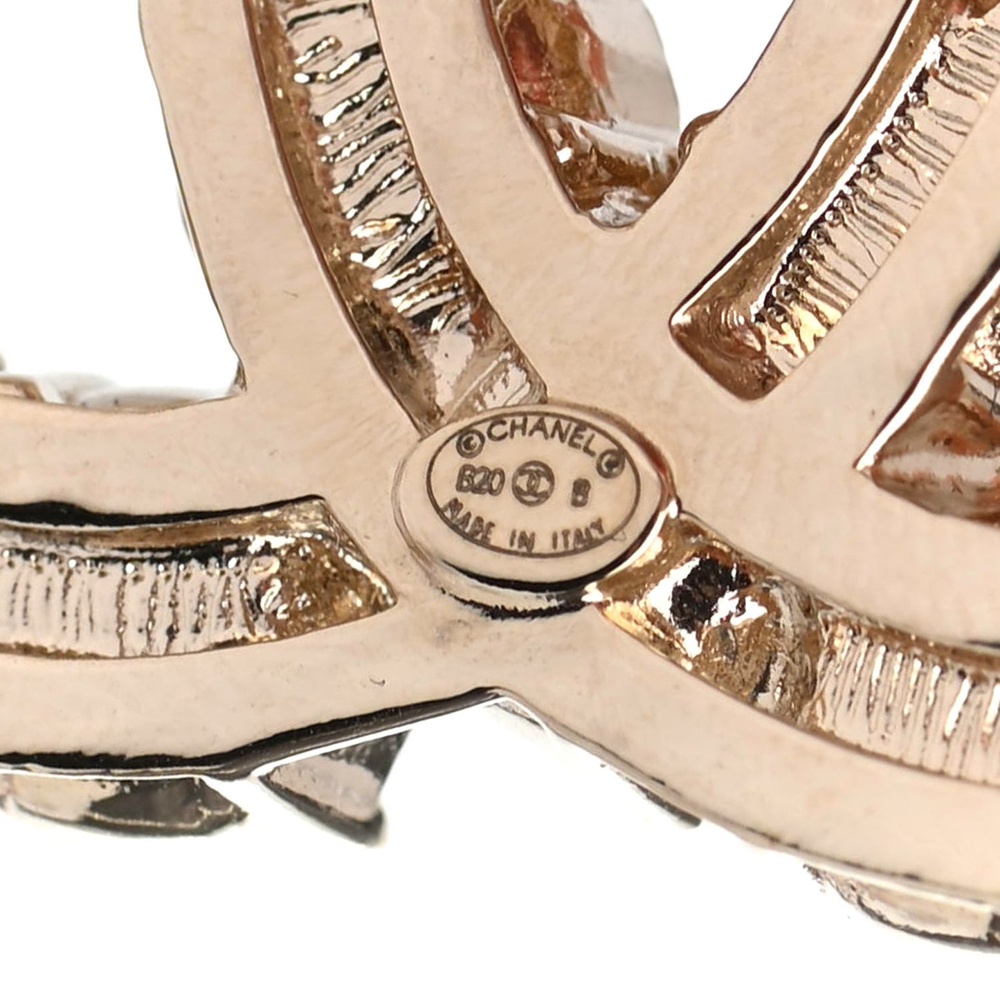 Crystal Pearl CC Dazzling Domino Brooch Gold