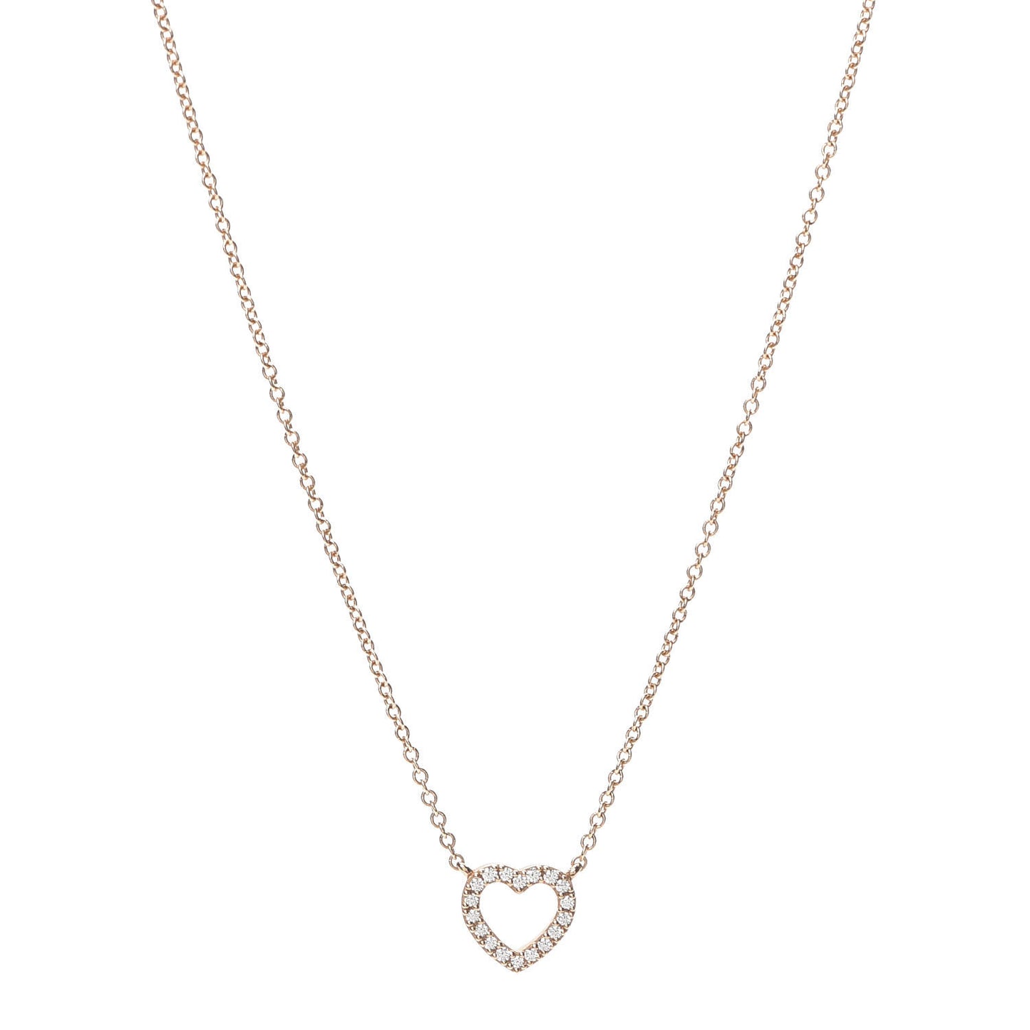 18K Rose Gold Diamond Metro Heart Pendant Necklace