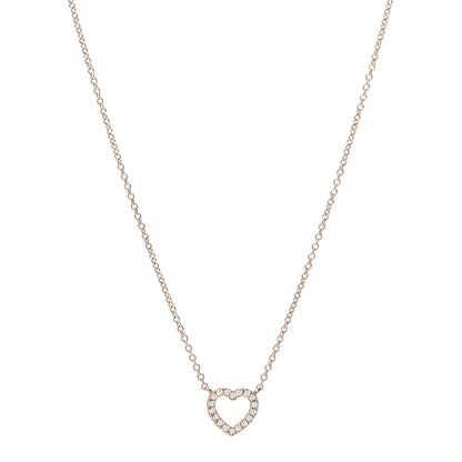 Tiffany 18K Rose Gold Diamond Metro Heart Pendant Necklace 1 of 6