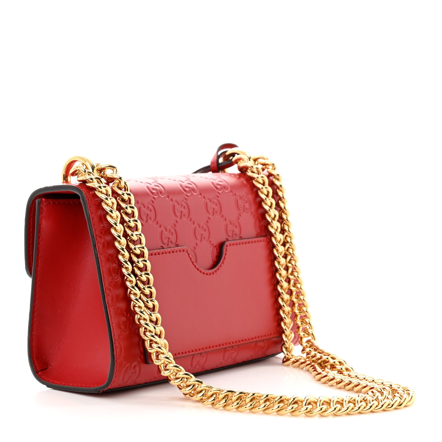 Gucci Guccissima Small Padlock Shoulder Bag Hibiscus Red 3 of 15