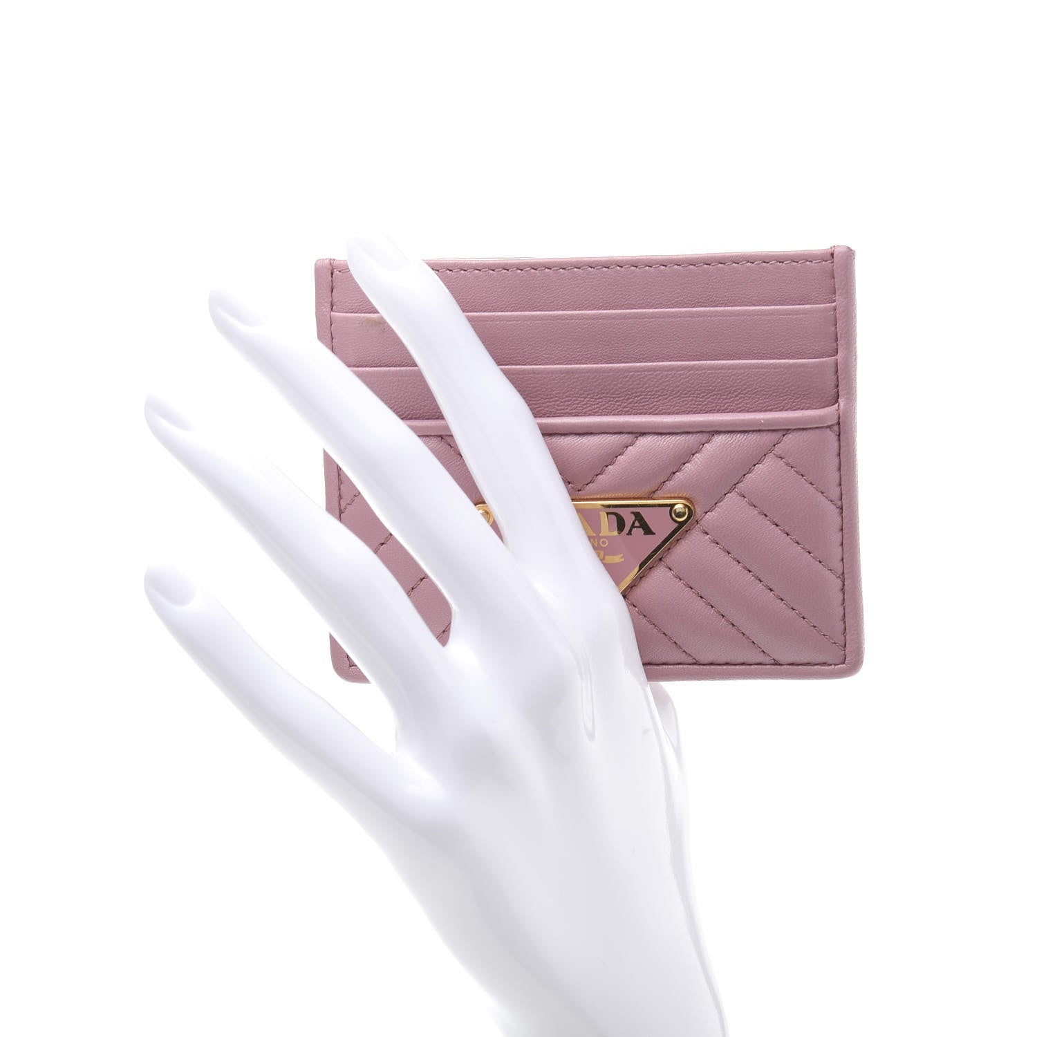 Prada Nappa Impunture Logo Card Holder Petalo 2 of 10