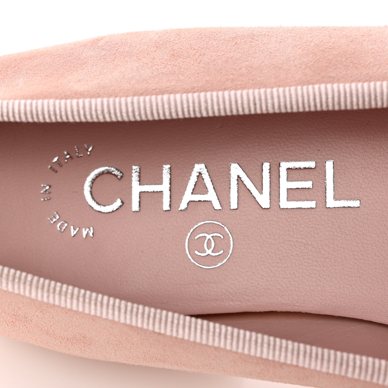 Chanel Suede Cap Toe CC Ballerina Flats 37 Light Pink Coral 7 of 9