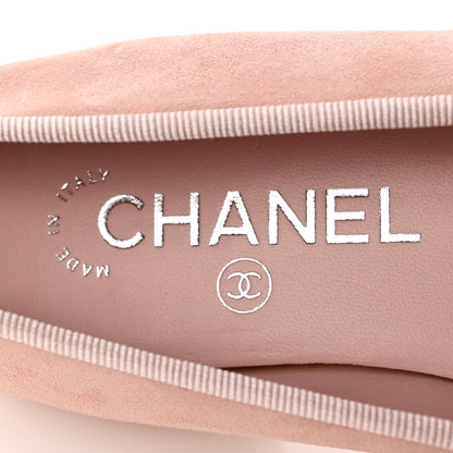Chanel Suede Cap Toe CC Ballerina Flats 37 Light Pink Coral 7 of 9