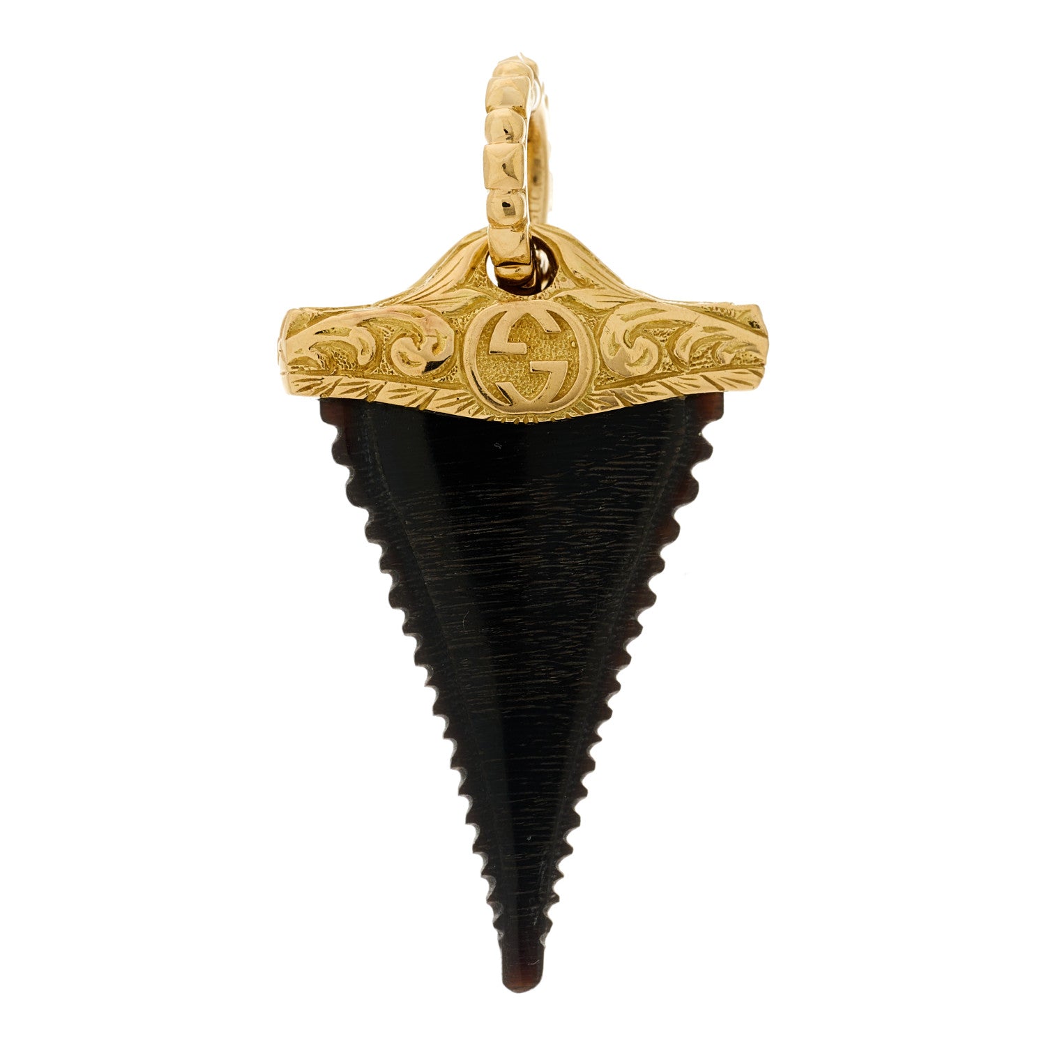 Gucci 18K Yellow Gold Black Horn Turquoise Shark Tooth Charm 3 of 3