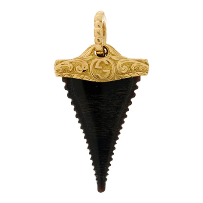 Gucci 18K Yellow Gold Black Horn Turquoise Shark Tooth Charm 3 of 3