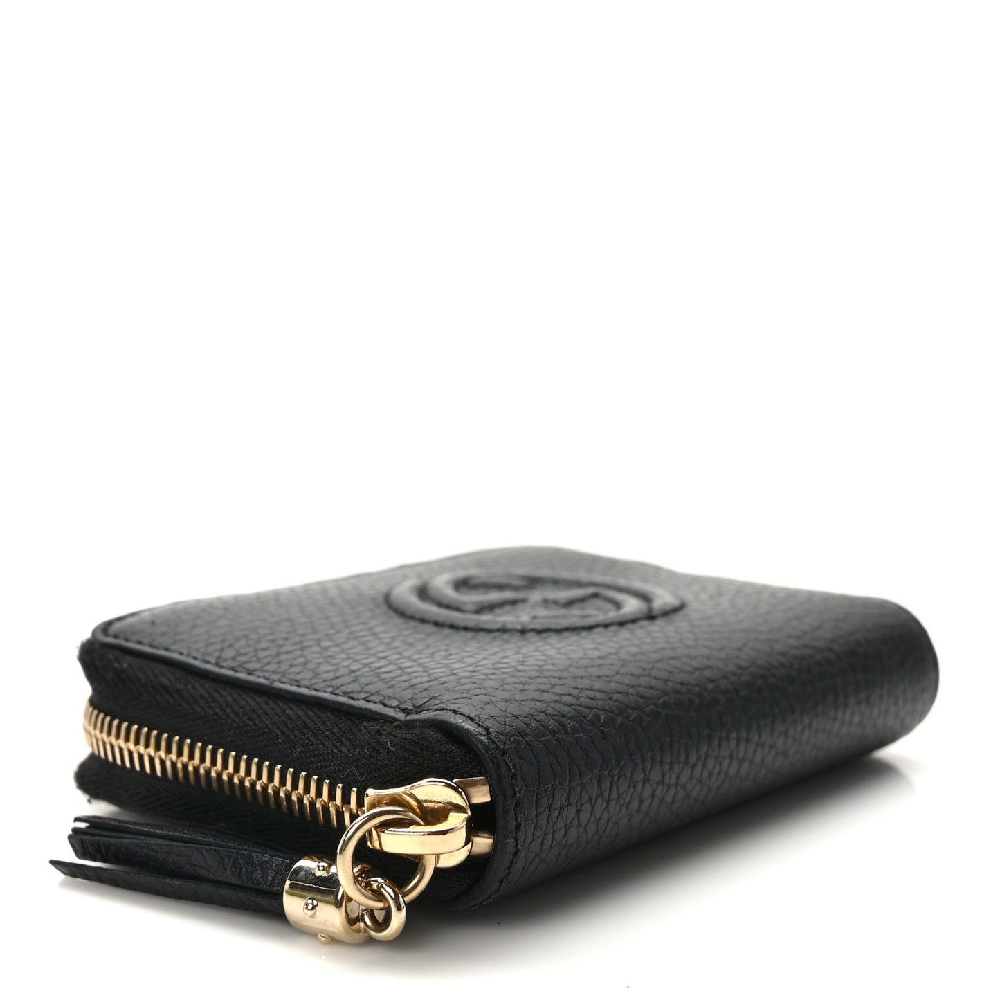 Pebbled Calfskin Soho Compact Disco Zip Around Wallet Black