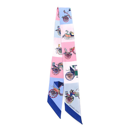 Hermes Silk Les Voitures Exquises Twilly Bleu Rose Vert 2 of 4