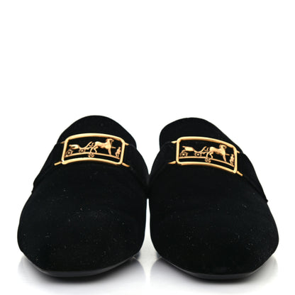 Hermes Velvet Vincennes Mules 37 Black 2 of 10