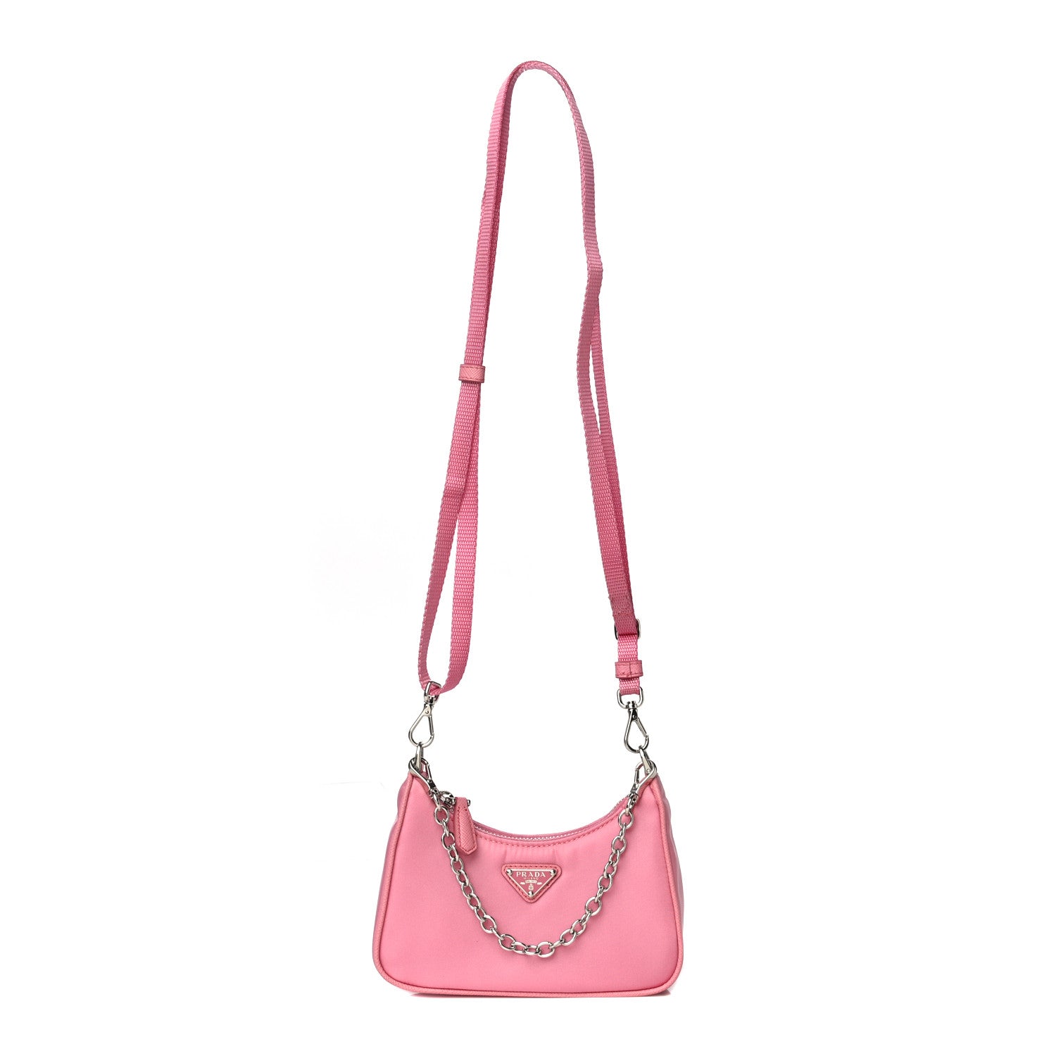 Prada Tessuto Nylon Saffiano Mini Re-Edition 2000 Shoulder Bag Begonia 10 of 11