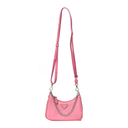 Prada Tessuto Nylon Saffiano Mini Re-Edition 2000 Shoulder Bag Begonia 10 of 11