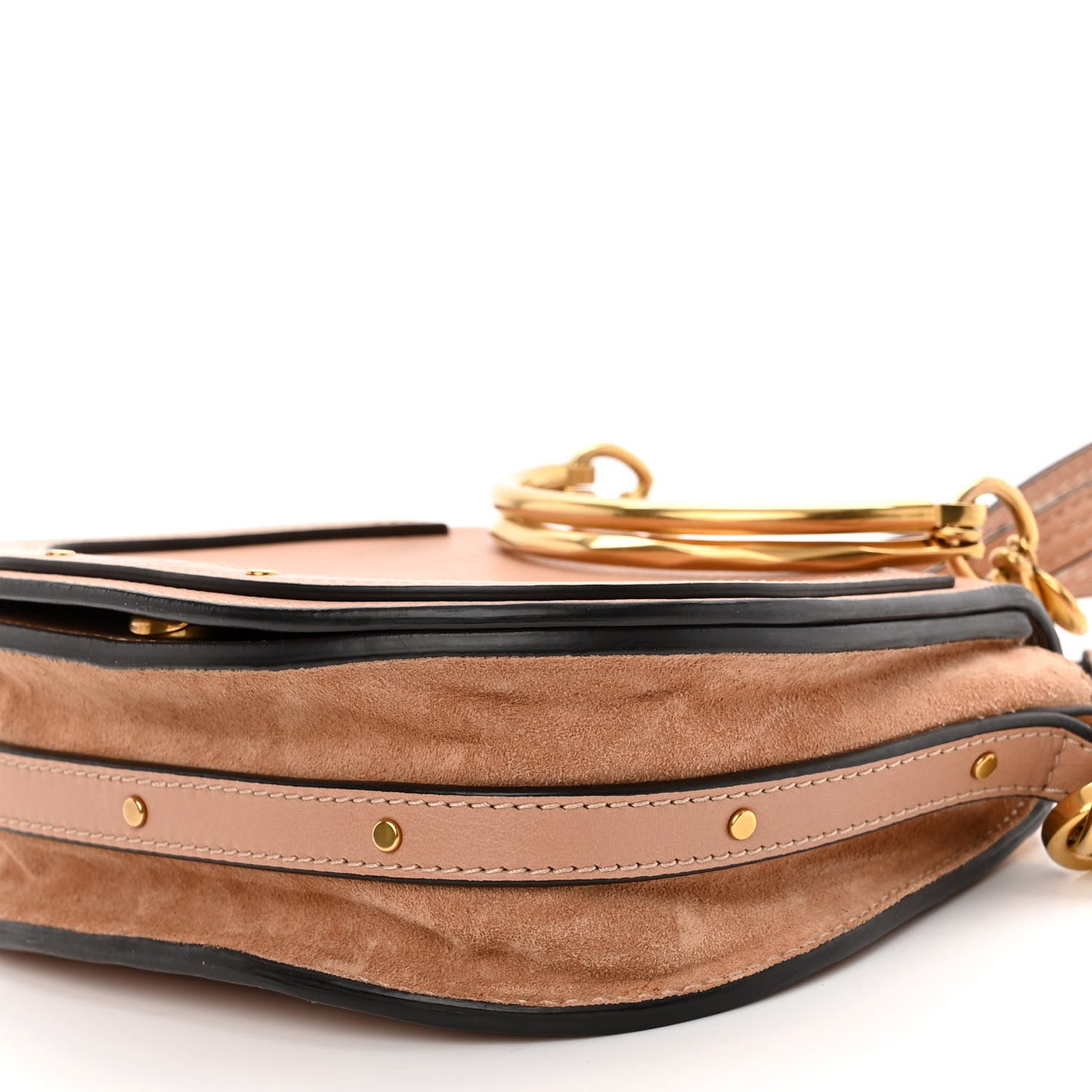 Calfskin Suede Small Nile Bracelet Bag Biscotti Beige