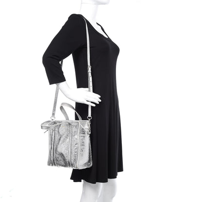 Balenciaga Metallic Calfskin S Bazar Shopper Tote Silver Hardware 2 of 16