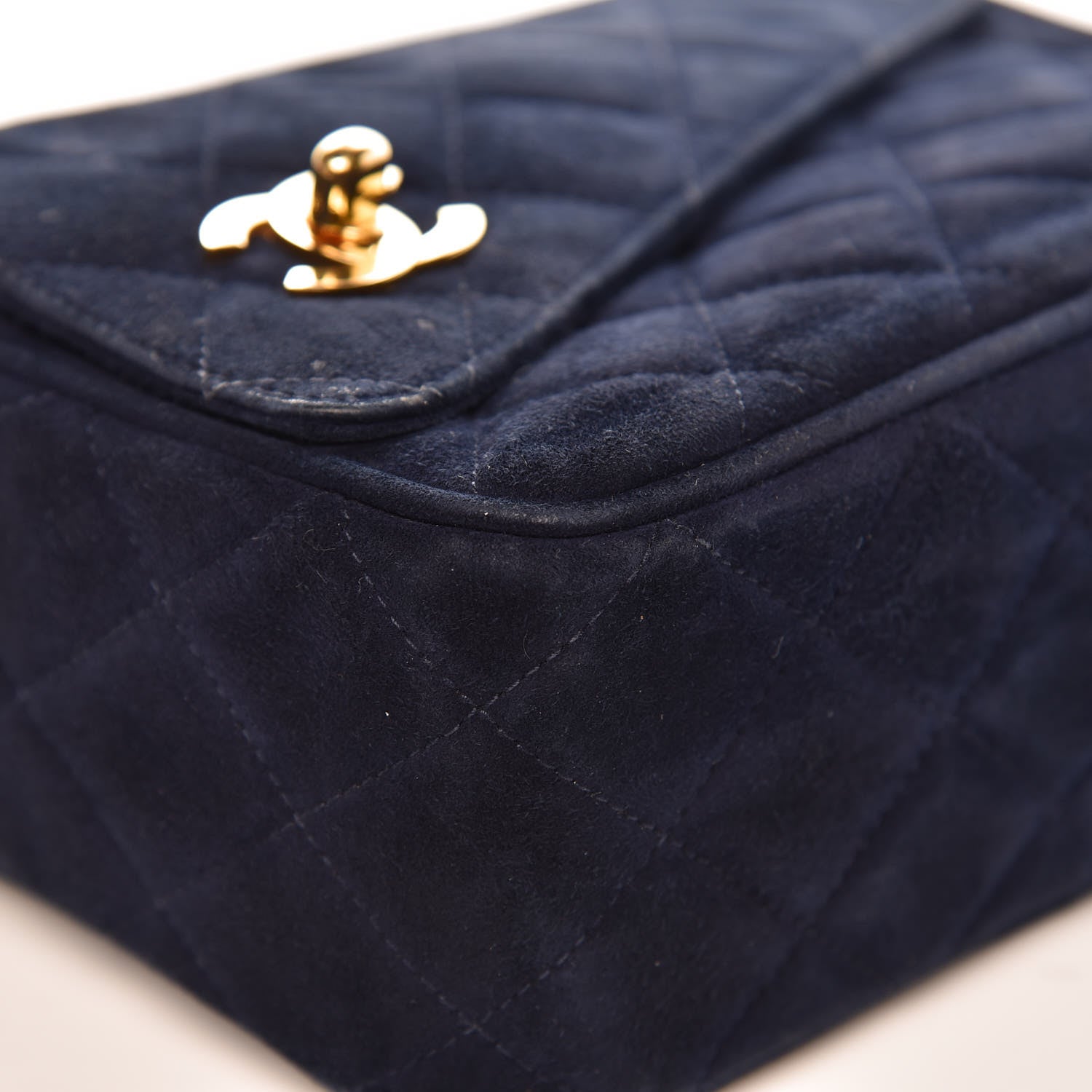 Chanel Suede Quilted CC Tassel Camera Case Navy 7 of 10