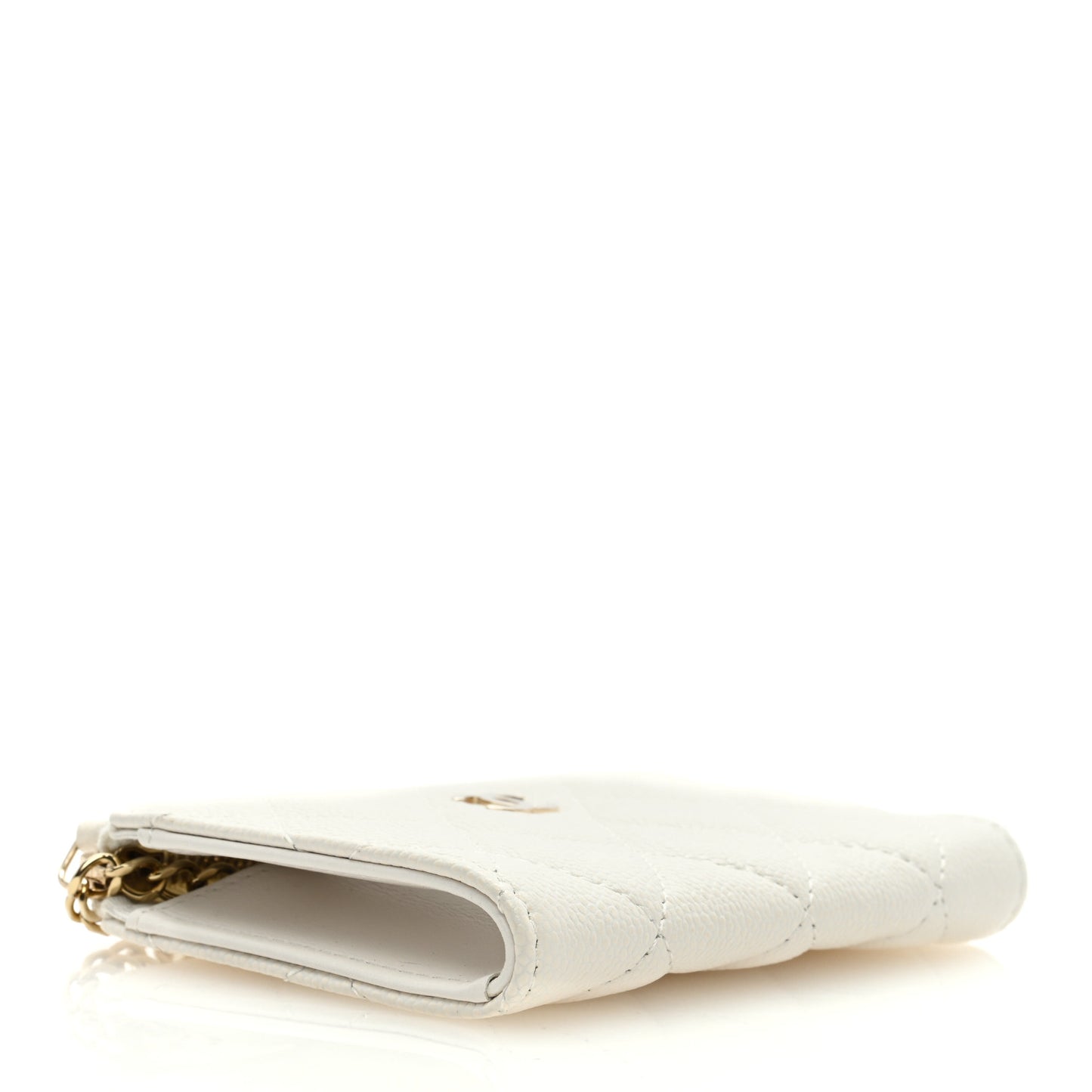 Caviar Quilted Zipped Key Holder Case White