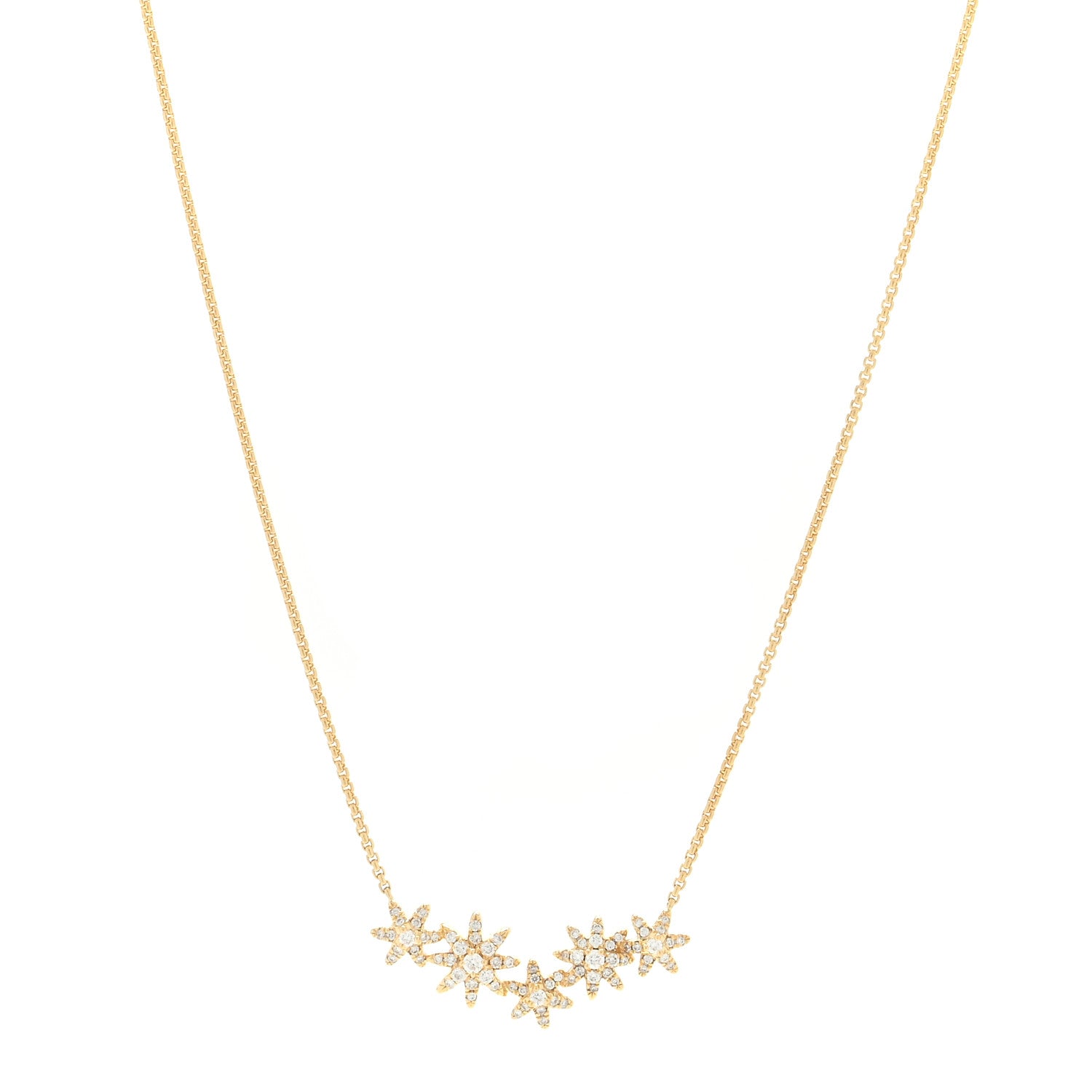 David Yurman 18K Yellow Gold Diamond Starburst Cluster Station Necklace 1 of 4