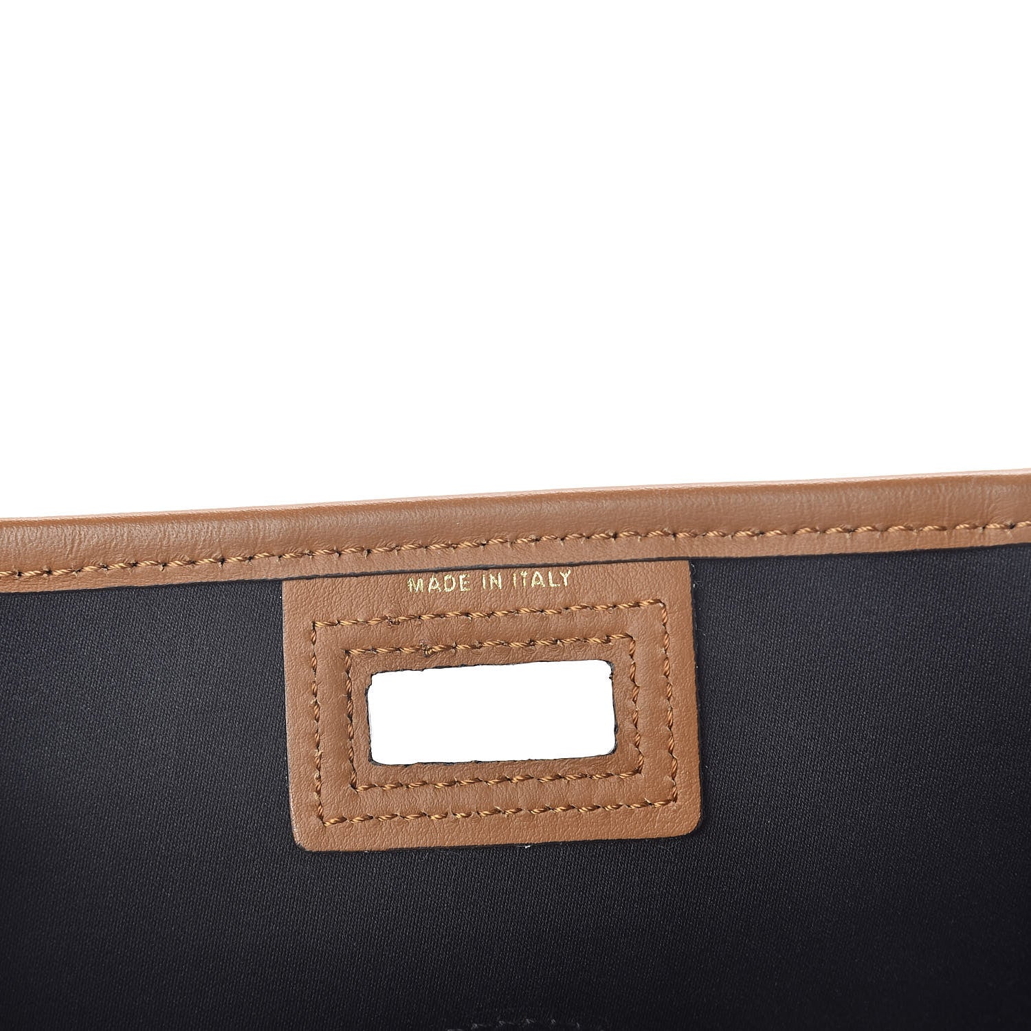 Fendi Glazed Fabric Vitello Century FF 1974 Stamp Patch Mini Peekaboo Defender Cover Mogano Panna Caramello 7 of 9