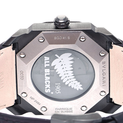 Bulgari Stainless Steel Alligator 41mm Octo Solotempo Maori Tattoo Automatic Watch Black 4 of 5