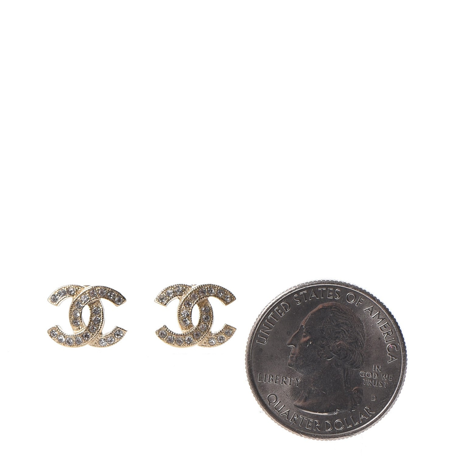 Chanel Crystal CC Earrings Gold 2 of 6