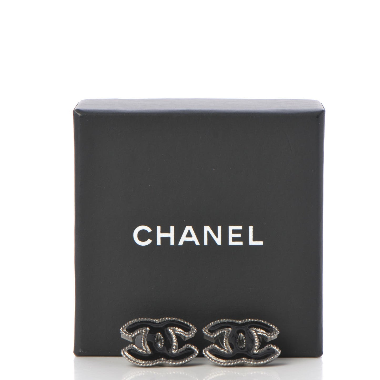 Ruthenium Enamel CC Earrings Black
