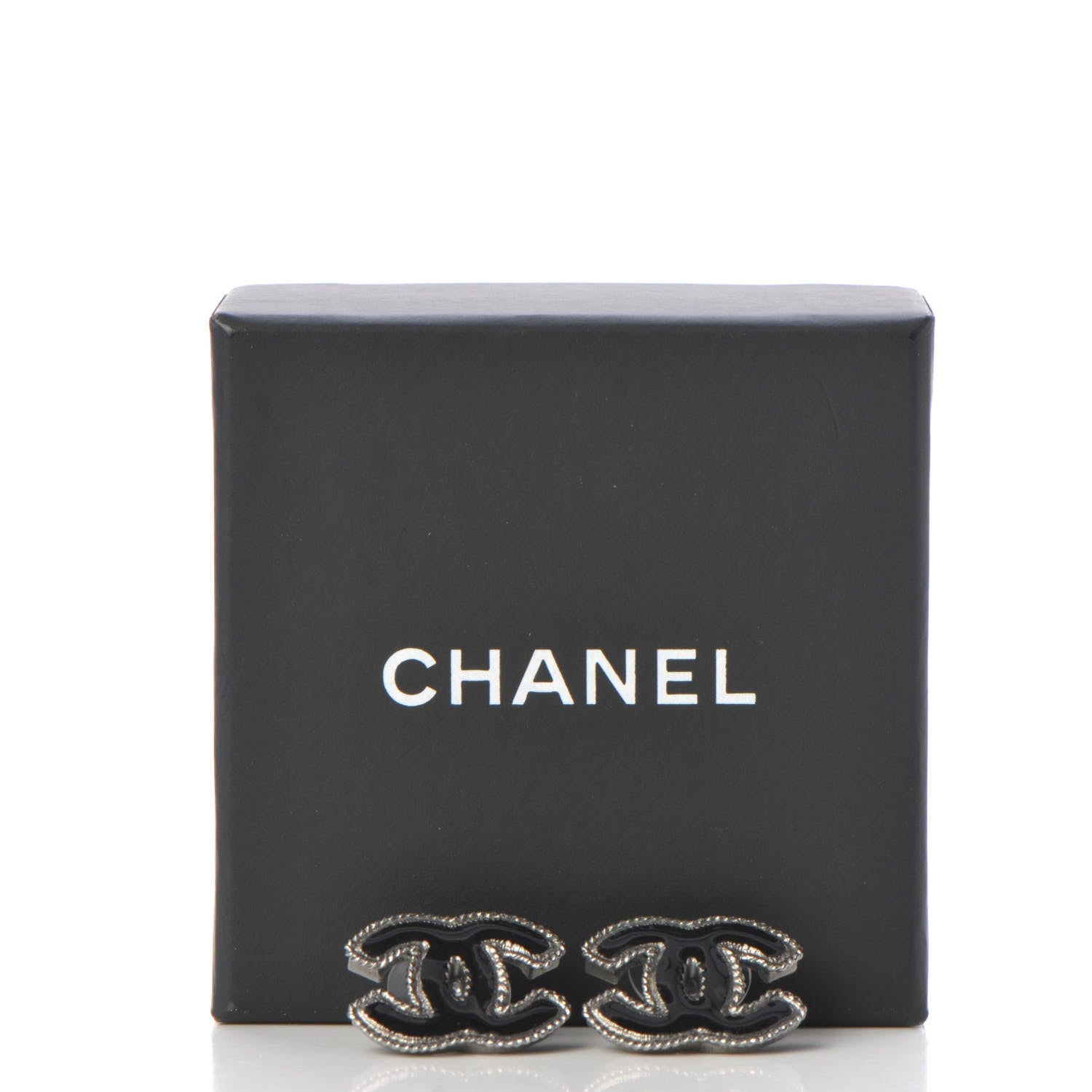 Chanel Ruthenium Enamel CC Earrings Black 6 of 6