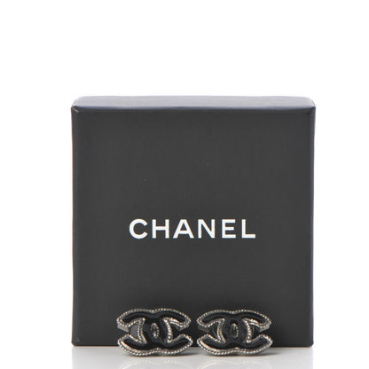 Chanel Ruthenium Enamel CC Earrings Black 6 of 6
