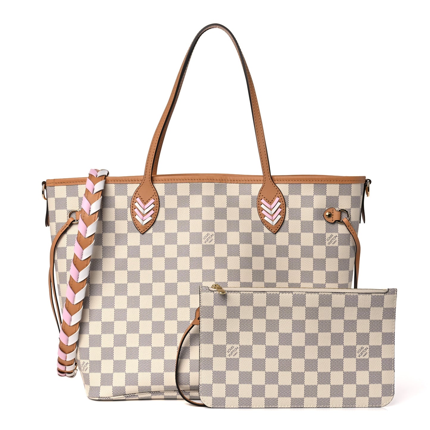 Damier Azur Braided Neverfull MM Orange
