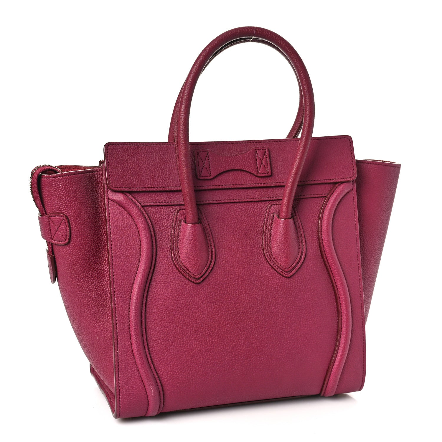 Celine Drummed Calfskin Micro Luggage Plum 3 of 11
