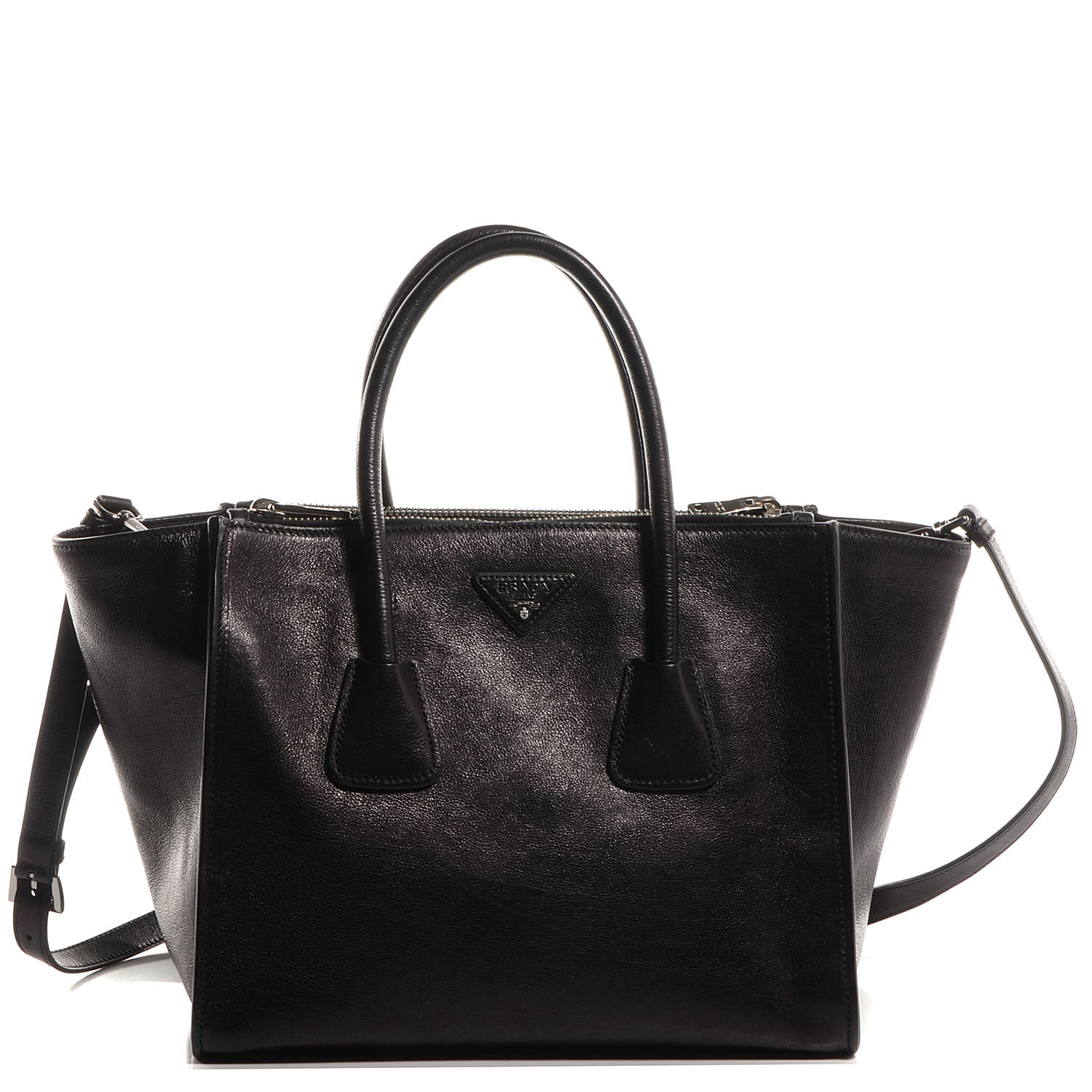 Prada Glace Calf Twin Pocket Tote Nero Black 1 of 13