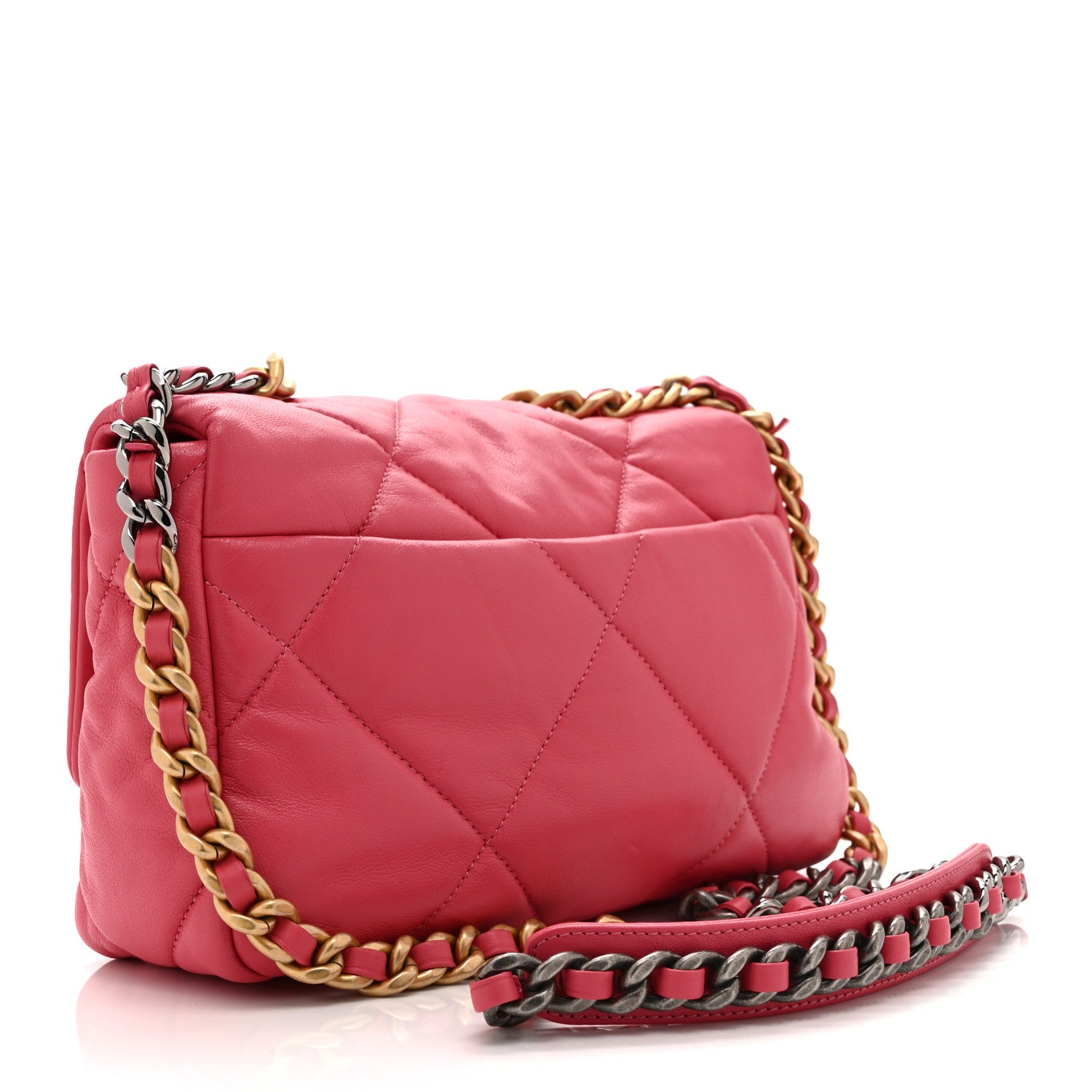 Chanel Goatskin Quilted Medium Chanel 19 Flap Dark Pink 3 of 10