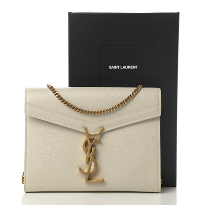 Saint Laurent Grain De Poudre Monogram Cassandra Chain Wallet Crema Soft 12 of 12
