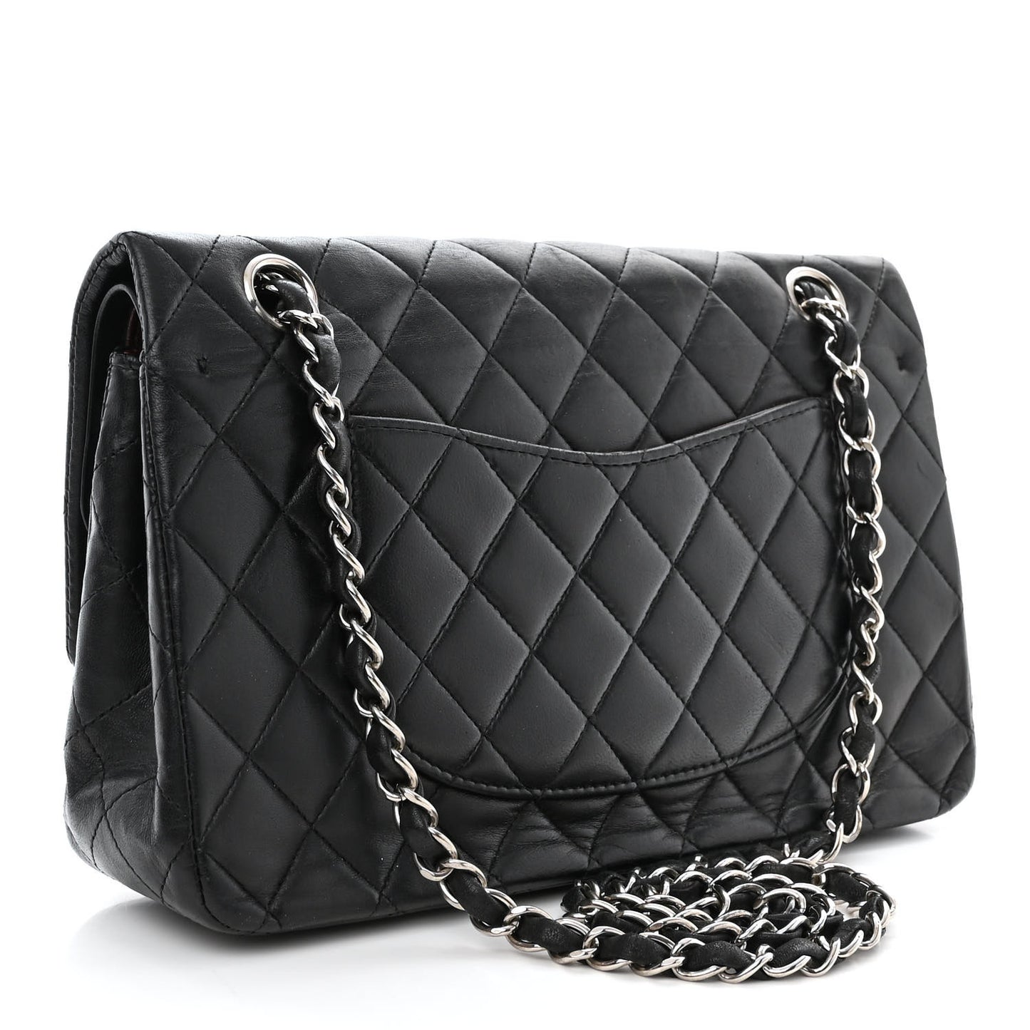 Lambskin Quilted Medium Double Flap Black