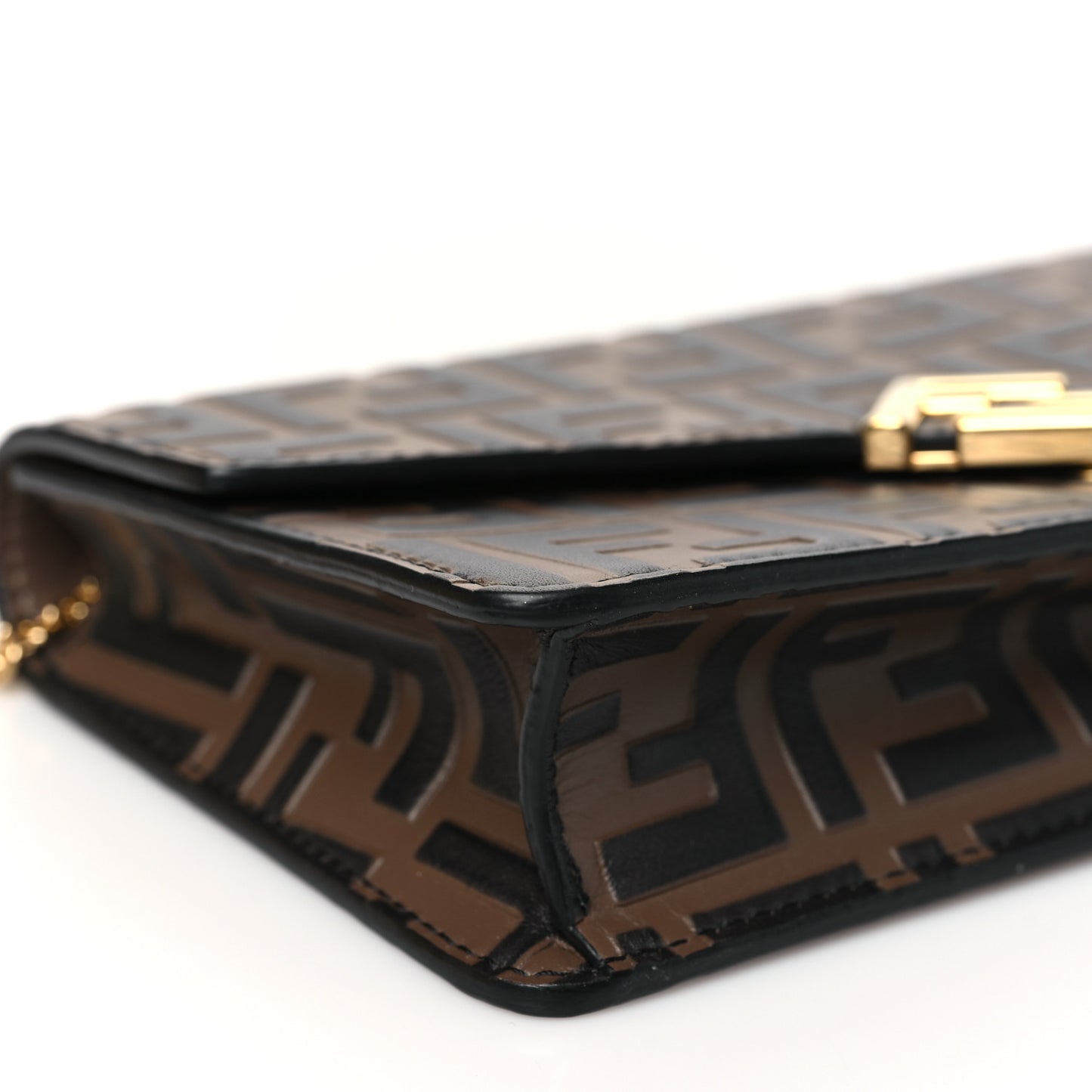 Vitello Ceylon Bi-Color FF 1974 Embossed FF Diamonds Chain Wallet Maya Black
