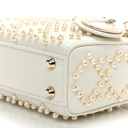 Christian Dior Lambskin Pearl Cannage Micro Lady Dior Latte 9 of 11