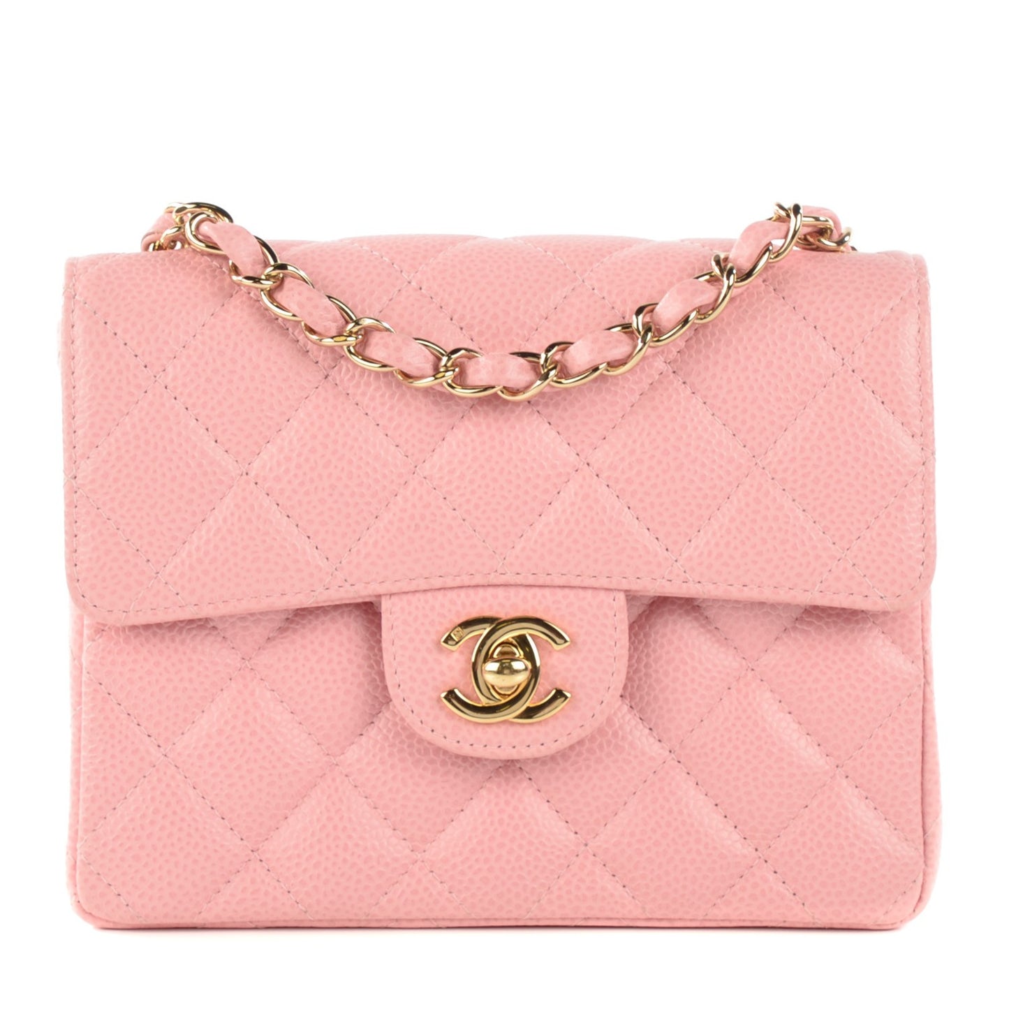 Caviar Quilted Mini Square Flap Pink