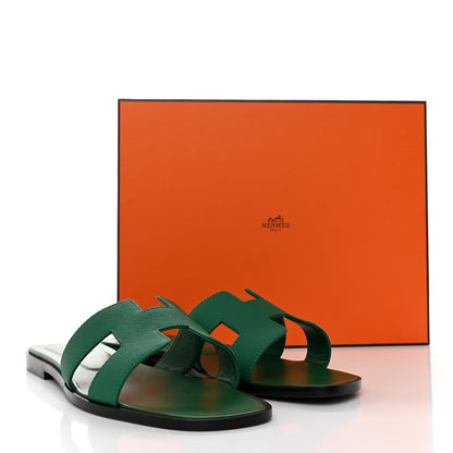 Hermes Epsom Oran Sandals 39.5 Vert Emeraude 9 of 9