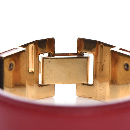 Saint Laurent Calfskin Pyramid Stud Bracelet Red Gold 5 of 16
